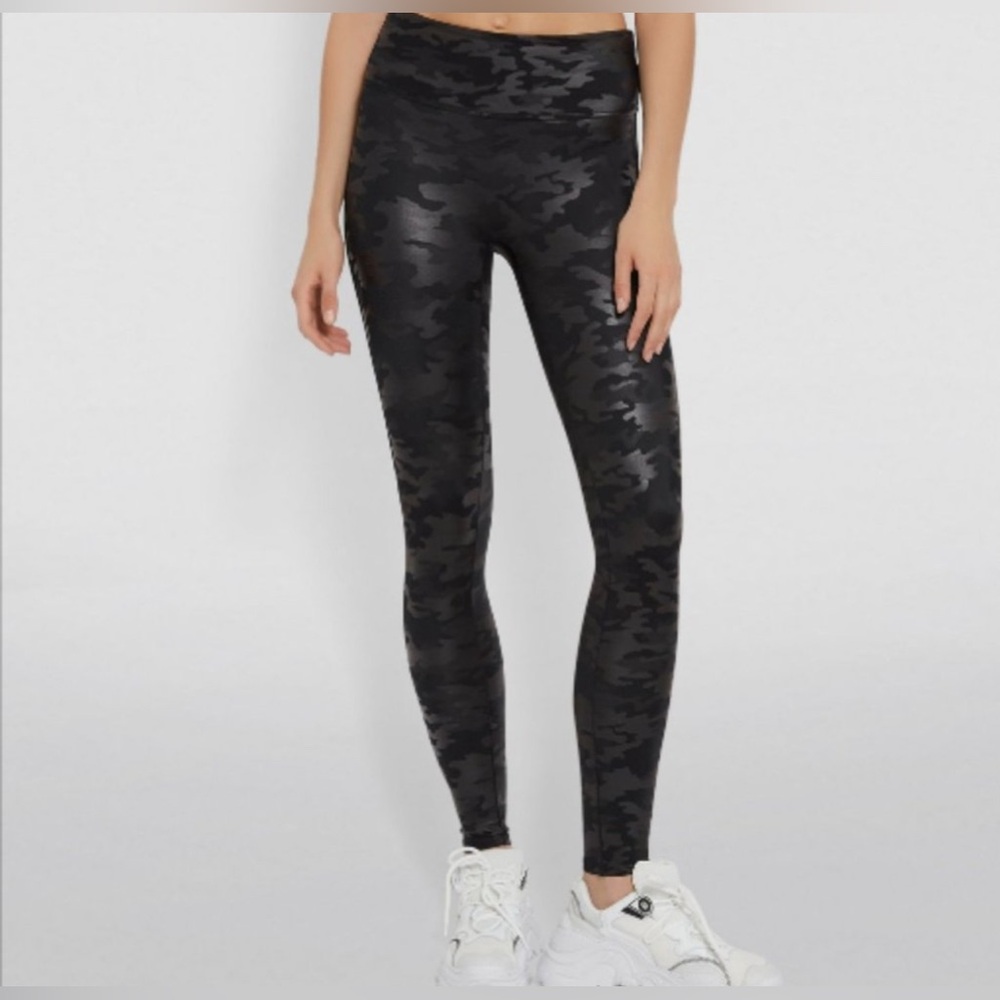SPANX Faux Leather Black Camo Legging Size S